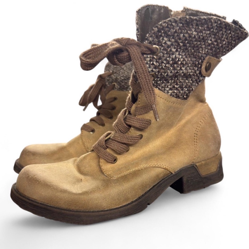 White Mountain Raymond Combat Boots with Knit Cuff